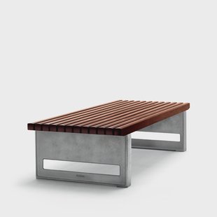 Byarums bruk Block bank Mahonie, breed, onbewerkt aluminium frame