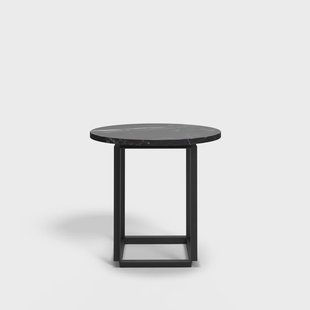 New Works Florence bijzettafel black marquina marble, ø50, zwart onderstel
