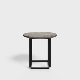 New Works Florence bijzettafel gris du marais marble, ø50 cm, zwart onderstel