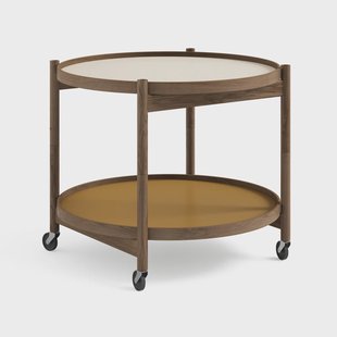 Brdr. Krüger Bølling Tray Table model 60 roltafel sunny, rookgeolied eikenhouten onderstel
