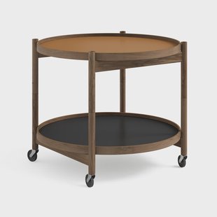Brdr. Krüger Bølling Tray Table model 60 roltafel clay, rookgeolied eikenhouten onderstel