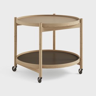 Brdr. Krüger Bølling Tray Table model 60 roltafel earth, geolied eikenhouten onderstel