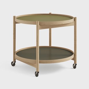 Brdr. Krüger Bølling Tray Table model 60 roltafel leaf, geolied eikenhouten onderstel