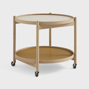 Brdr. Krüger Bølling Tray Table model 60 roltafel sunny, geolied eikenhouten onderstel