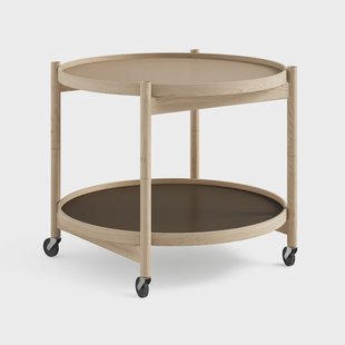 Brdr. Krüger Bølling Tray Table model 60 roltafel earth, onbehandeld eikenhouten onderstel