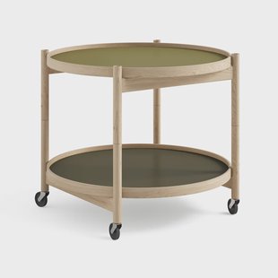 Brdr. Krüger Bølling Tray Table model 60 roltafel leaf, onbehandeld eikenhouten onderstel
