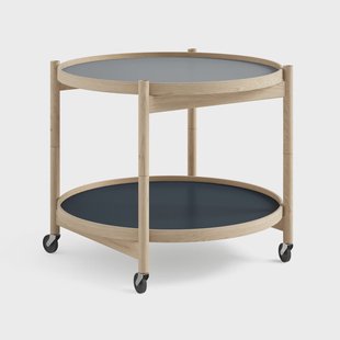 Brdr. Krüger Bølling Tray Table model 60 roltafel water, onbehandeld eikenhouten onderstel
