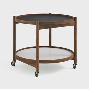 Brdr. Krüger Bølling Tray Table model 60 roltafel base, geolied walnoothouten onderstel