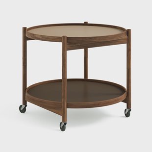 Brdr. Krüger Bølling Tray Table model 60 roltafel earth, geolied walnoothouten onderstel
