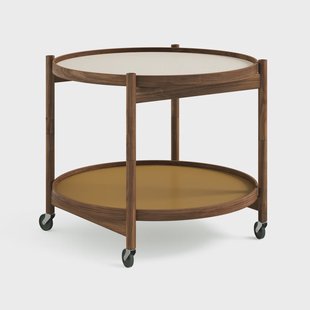 Brdr. Krüger Bølling Tray Table model 60 roltafel sunny, geolied walnoothouten onderstel