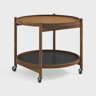 Brdr. Krüger Bølling Tray Table model 60 roltafel clay, walnoothouten onderstel