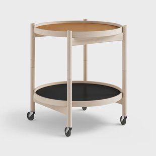 Brdr. Krüger Bølling Tray Table model 50 roltafel clay, onbehandeld beukenhouten onderstel