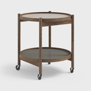 Brdr. Krüger Bølling Tray Table model 50 roltafel stone, rookgeolied eikenhouten onderstel