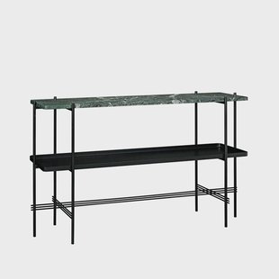 GUBI TS Console bijzettafel 120x30x72 cm green guatemala marble, zwart onderstel, met blad