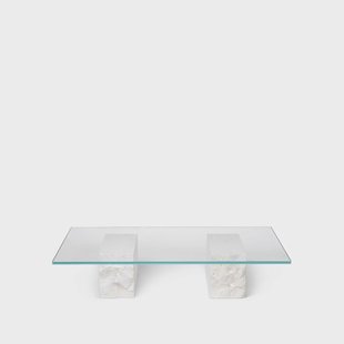 Ferm Living Mineral salontafel glas, marmeren voet