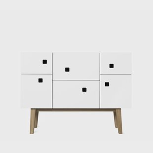 Zweed Peep C2 kast wit, retro, eikenhouten poten