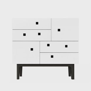 Zweed Peep B1 ladekast wit, zwartgelakt