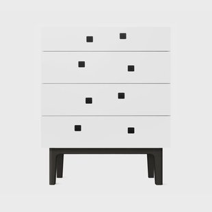 Zweed Peep B3 ladekast wit, zwartgelakt