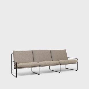 Ferm Living Desert driezitsbank stof dark sand, zwart frame