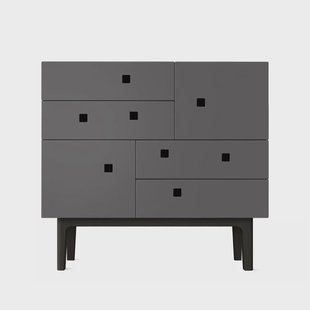 Zweed Peep B1 ladekast slate grey, zwarte lak