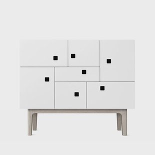 Zweed Peep C1 kast wit, witgepigmenteerd eikenhout