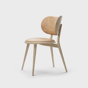 Mater The Dining Chair stoel leer natural, matgelakt eikenhouten onderstel