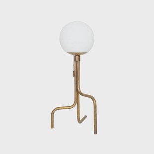 Konsthantverk Strapatz tafellamp ruw messing/mat wit