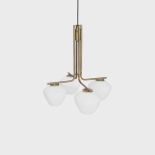 Konsthantverk DK 4-Lage hanglamp ruw messing/mat wit