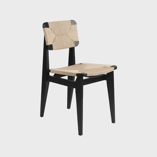 GUBI C-Chair stoel black stained oak, natuurkleurige gevlochten zitting&rugleuning