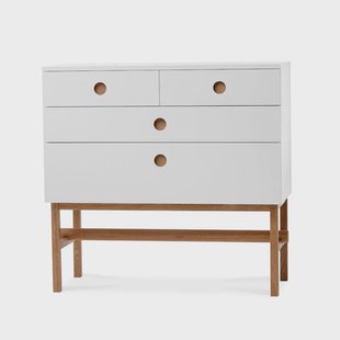 A2 Keep ladekast wit, geolied eiken onderstel