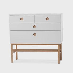 A2 Keep ladekast wit, witgeolied eiken onderstel