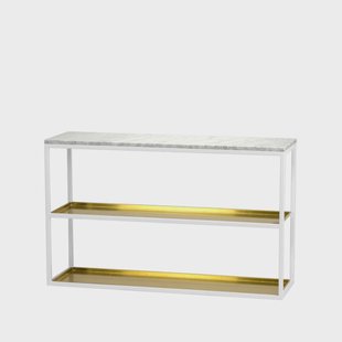 Scherlin Consoletafel 11 wit marmer, witgelakt onderstel met plank Scherlin Consoletafel 11 wit marmer, witgelakt onderstel met plank