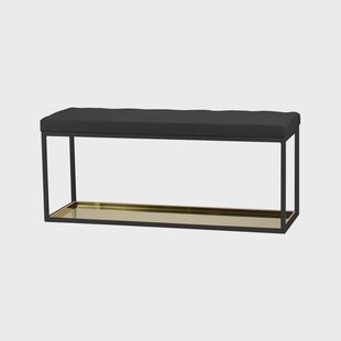 Scherlin Bankje 11 Zwart-zwart leer-messing blad