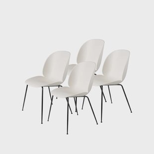 GUBI Beetle 4-pack Stoel alabaster white, zwart stalen onderstel