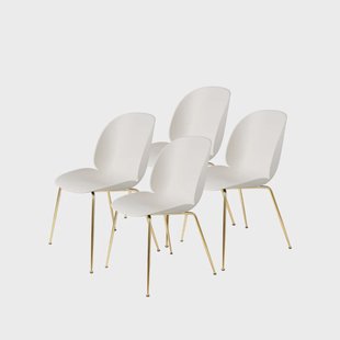GUBI Beetle 4-pack Stoel Alabaster white, messing onderstel