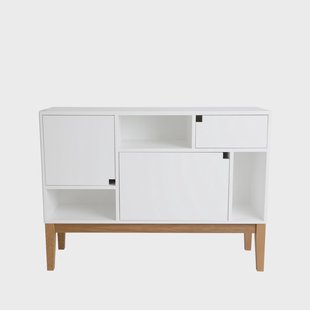 Zweed Citti 6x3 kast white, onderstel in matgelakt eikenhout