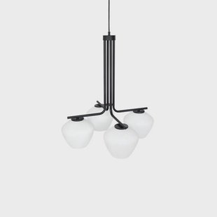 Konsthantverk DK 4-Lage hanglamp zwart/opaal