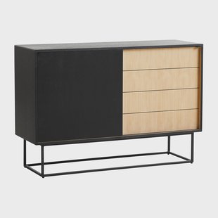 Woud Virka bijzettafel, hoog 120 cm Zwart - eikenhout