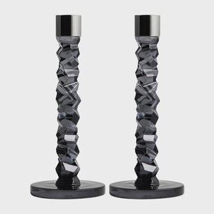 Orrefors Carat kandelaar 2-pack antraciet 24,2 cm