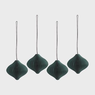Scandi Living Onion kerstballen 4-pack Forest Green