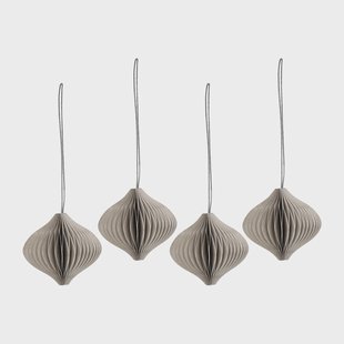 Scandi Living Onion kerstballen 4-pack Beige