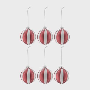 Scandi Living Tradition kerstballen 6-pack Red/white