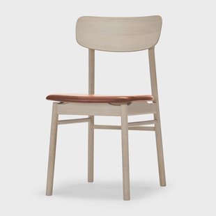 Stolab Prima Vista stoel berkenhout lichte matte lak Leer elmotique 43807 cognac