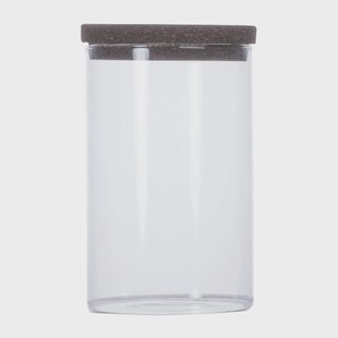 Sagaform Nature opbergpot met kurkdeksel Transparant-donkerbruin