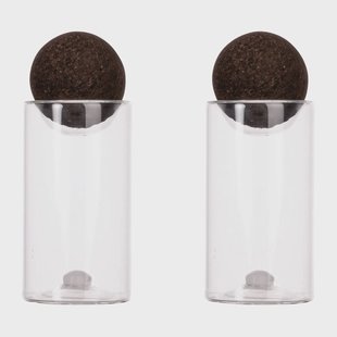 Sagaform Nature zout- en peperstel met kurkbal 2-pack Transparant-donkerbruin