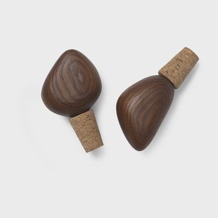 Ferm Living Cairn wijnstopper 2-pack dark brown