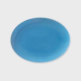 Lyngby Porcelæn Rhombe ovale serveerschaal 21,5x28,5 cm Blauw