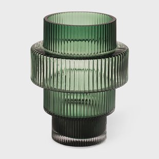 POLSPOTTEN Steps waxinelichtjeshouder Ø12 cm Dark green