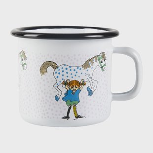 Muurla Pippi and the horse emaillen mok 2,5 dl White