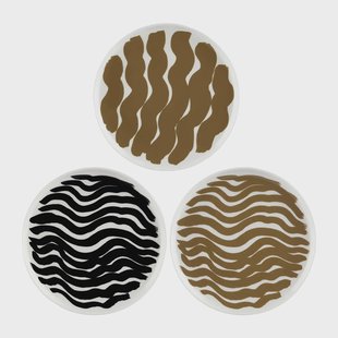 Marimekko Hyräily bord Ø20 cm 3-pack Wit-bruin-zwart